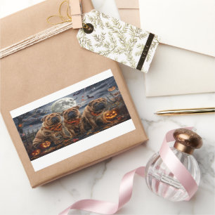 Shar Pei Halloween Spooky Rechteckiger Aufkleber