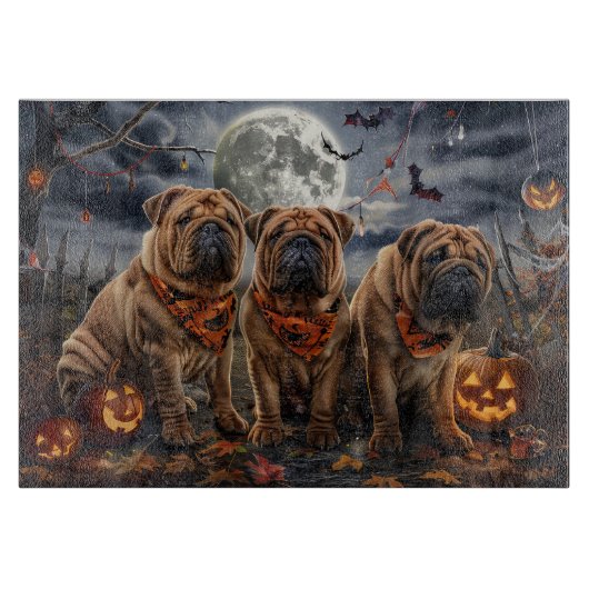 Shar Pei Halloween Spooky Schneidebrett (Vorderseite)