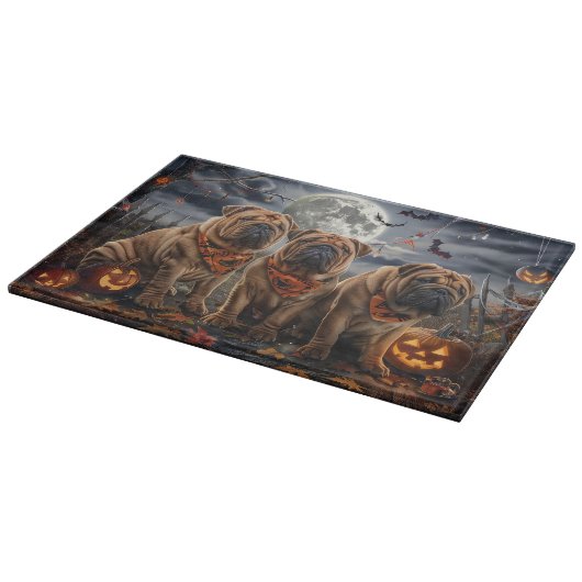 Shar Pei Halloween Spooky Schneidebrett (Ecke)