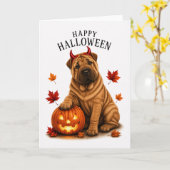 Shar Pei Halloween Teufelshund Karte (Gelbe Blume)