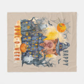 Shar pei Happy Howl-o-ween Ghost Houses Funny Fleecedecke (Vorderseite (Horizontal))