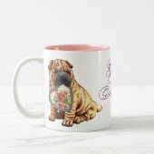 Shar-Pei-Herz-Mama Zweifarbige Tasse (Links)