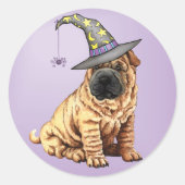 Shar-Pei-Hexenheftkleber Runder Aufkleber (Vorderseite)