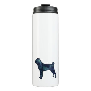 Shar-Pei Hund bricht schwarze Aquarellfarben Silho Thermosbecher