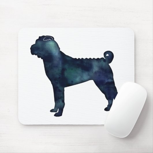 Shar-Pei-Hund bricht Schwarze Wasserfarbe Silhouet Mousepad (Mit Mouse)