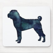 Shar-Pei-Hund bricht Schwarze Wasserfarbe Silhouet Mousepad (Vorne)