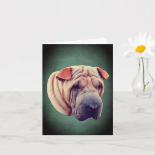 Shar Pei Hund Gesicht Notizkarte Karte (Kleine Pflanze)