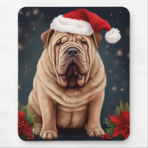 Shar-Pei-Hund im Schnee Weihnachten Mousepad