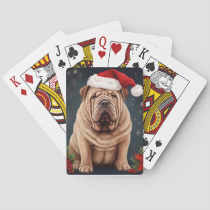 Shar Pei Hund im Schnee Weihnachten Spielkarten