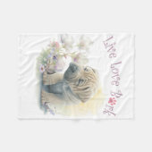 Shar-pei Hund Mama Floral Fleecedecke (Vorderseite (Horizontal))