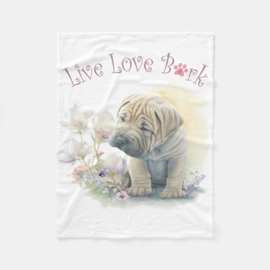 Shar-pei Hund Mama Floral Fleecedecke (Vorderseite)