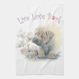 Shar-pei Hund Mama Floral Geschirrtuch