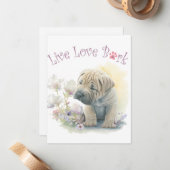 Shar-pei Hund Mama Floral Mitteilungskarte (Vorderseite/Rückseite Beispiel)
