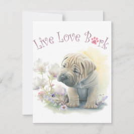 Shar-pei Hund Mama Floral Mitteilungskarte