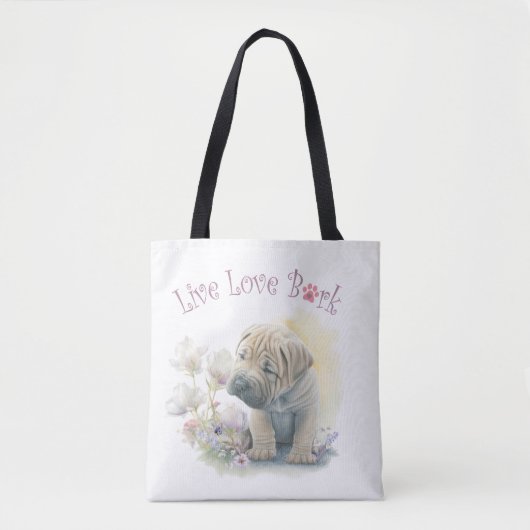 Shar-pei Hund Mama Floral Tasche (Vorderseite)