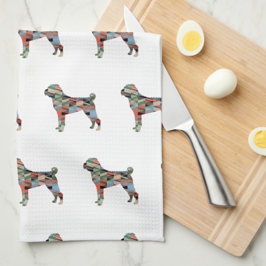 Shar-Pei Hund Rasse Geo Silhouette Kariert Geschirrtuch (Viertel Falte)