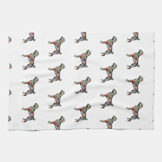 Shar-Pei Hund Rasse Geo Silhouette Kariert Geschirrtuch (Horizontal)