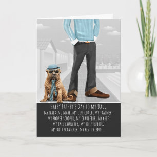 Shar Pei Hund und Papa Lustiger Vatertag Feiertagskarte
