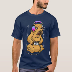 Shar Pei Hund Videospiel Gamer Gaming chinesische  T-Shirt