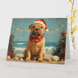 Shar Pei Hund Weihnachten Vintage Strand Karte