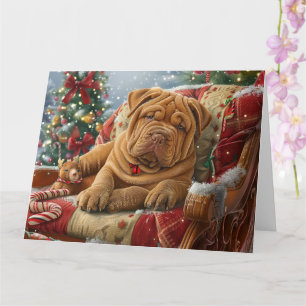 Shar-Pei-Hund Weihnachtsfestlich Karte