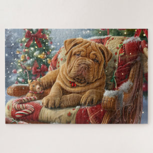 Shar-Pei-Hund Weihnachtsfestlich Puzzle