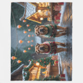 Shar Pei Hunde Weihnachten Schnee Feiertag Fleecedecke (Vorderseite)
