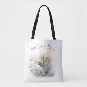 Shar-Pei Hundefrau Blumenmuster Tasche
