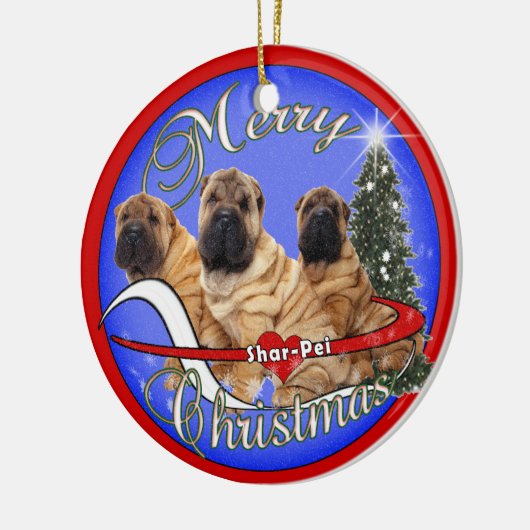 SHAR-PEI HUNDEweihnachtsverzierung Keramik Ornament (Links)