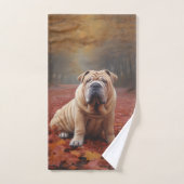 Shar Pei im Herbst Leaves Fall Inspiriert Badhandtuch Set (Handtuch)