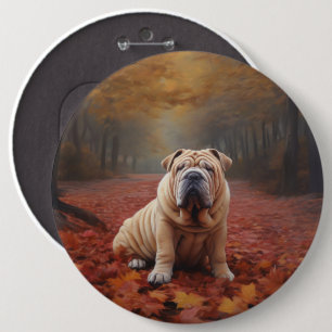 Shar Pei im Herbst Leaves Fall Inspiriert Button