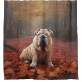 Shar Pei im Herbst Leaves Fall Inspiriert Duschvorhang (Vorderseite)