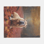 Shar Pei im Herbst Leaves Fall Inspiriert Fleecedecke (Vorderseite (Horizontal))