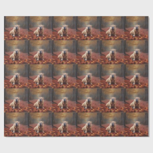 Shar Pei im Herbst Leaves Fall Inspiriert Geschenkpapier (Flach)