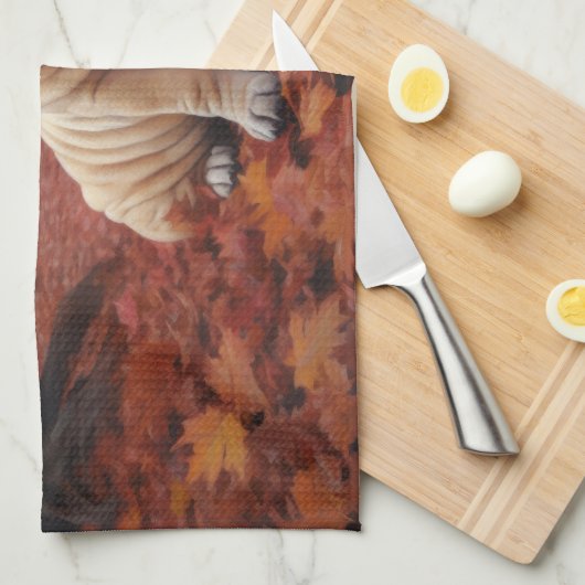 Shar Pei im Herbst Leaves Fall Inspiriert Geschirrtuch (Viertel Falte)