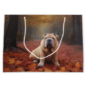 Shar Pei im Herbst Leaves Fall Inspiriert Große Geschenktüte (Vorderseite)