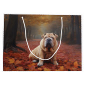 Shar Pei im Herbst Leaves Fall Inspiriert Große Geschenktüte (Rückseite)