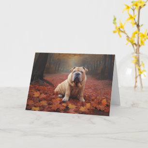 Shar Pei im Herbst Leaves Fall Inspiriert Karte