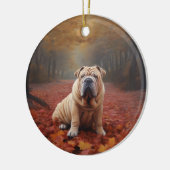 Shar Pei im Herbst Leaves Fall Inspiriert Keramik Ornament (Links)