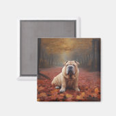 Shar Pei im Herbst Leaves Fall Inspiriert Magnet (Vorderseite/Rückseite)