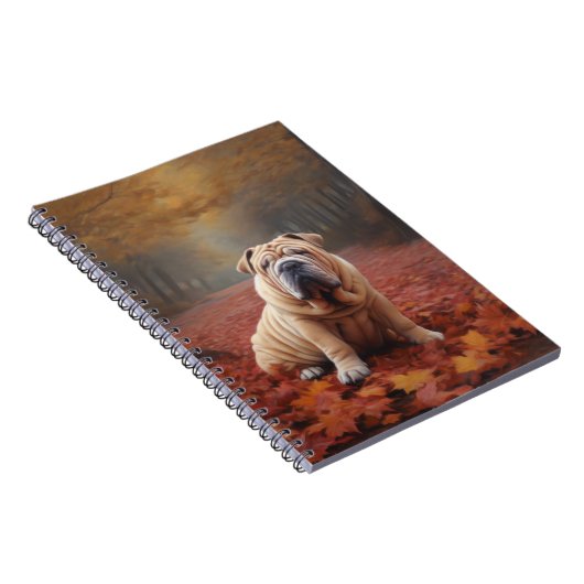 Shar Pei im Herbst Leaves Fall Inspiriert Notizblock (Rechte Seite)