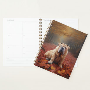 Shar Pei im Herbst Leaves Fall Inspiriert Planer