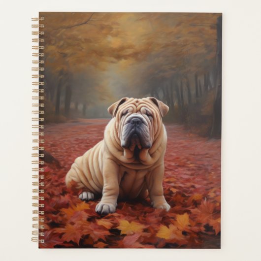 Shar Pei im Herbst Leaves Fall Inspiriert Planer (Vorderseite)