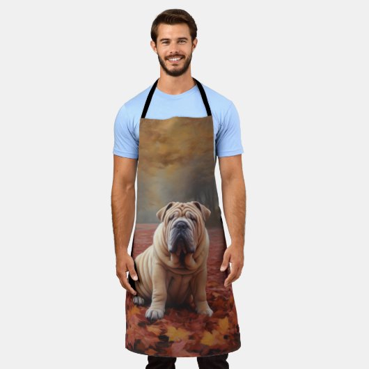 Shar Pei im Herbst Leaves Fall Inspiriert Schürze (Getragen)