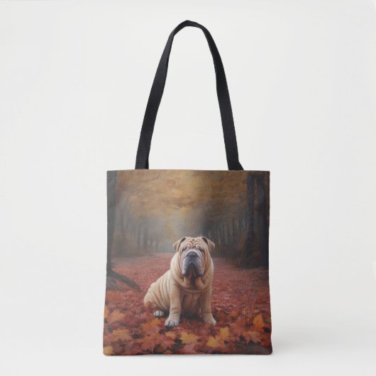 Shar Pei im Herbst Leaves Fall Inspiriert Tasche (Vorderseite)