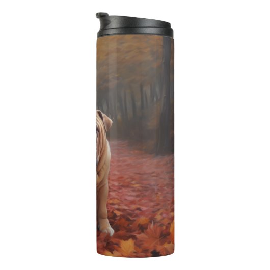 Shar Pei im Herbst Leaves Fall Inspiriert Thermosbecher (Nach rechts gedreht)