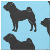 Shar Pei in der Silhouette auf Blau Stoff (Nahaufnahme)