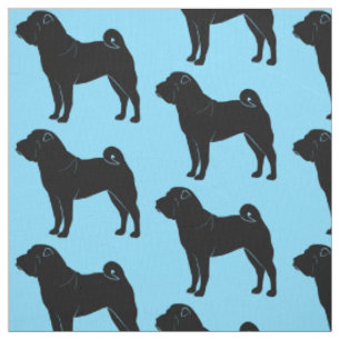 Shar Pei in der Silhouette auf Blau Stoff