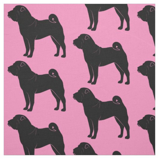 Shar Pei in der Silhouette auf Rosa Stoff (Muster)