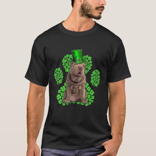 Shar Pei Kleeblatt Paw Clovers St Patrick's Day T-Shirt (Vorderseite)